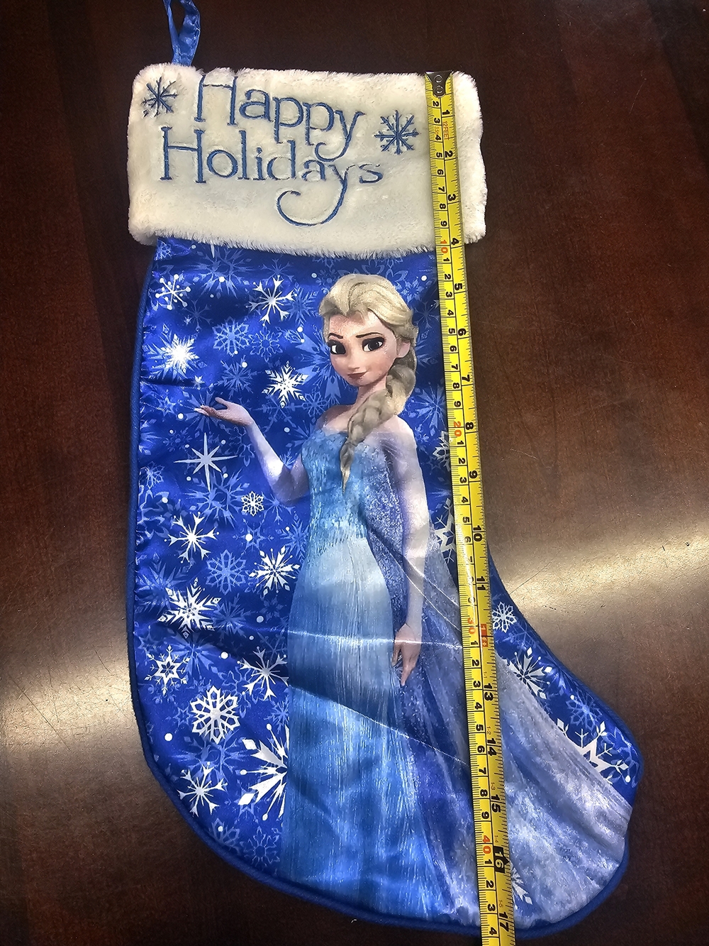NWOT Disney Elsa Blue 'Happy Holidays' Plush Kids Stocking